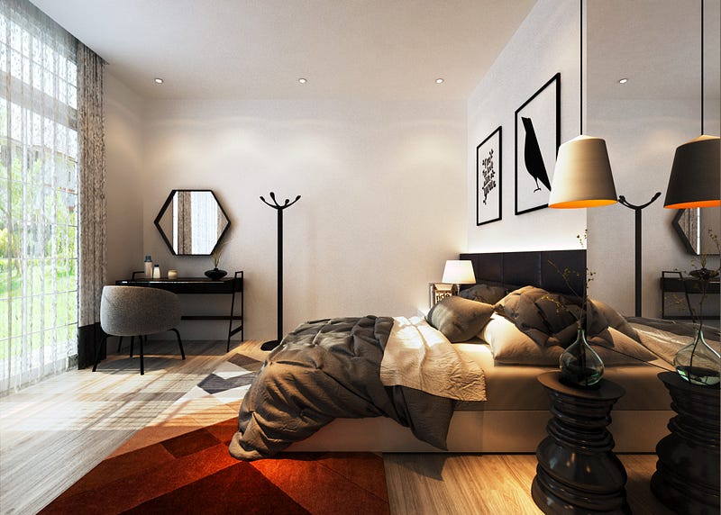 naturally lit bedroom interior