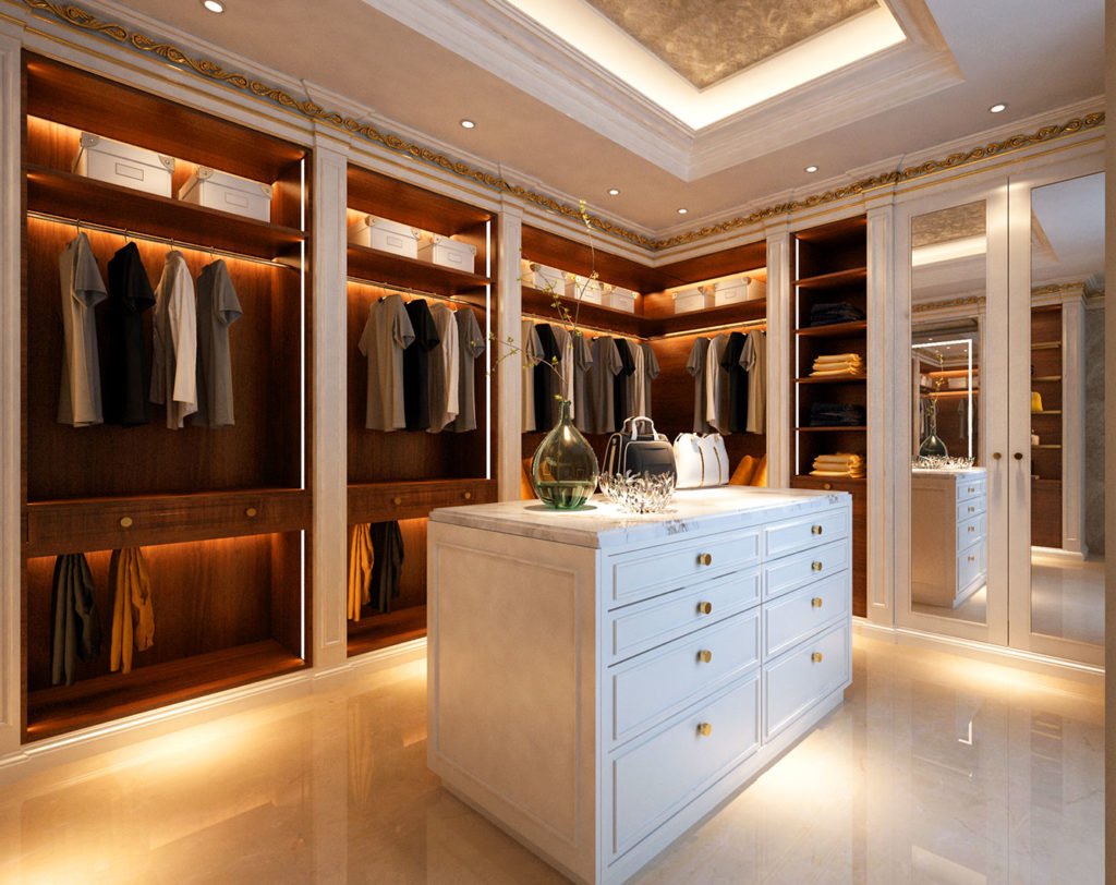 kd villa modern classic walk in wardrobe corner interior design by latitude design malaysia